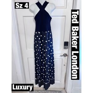 Ted Baker London Dark Blue and White Polka Dot Romper